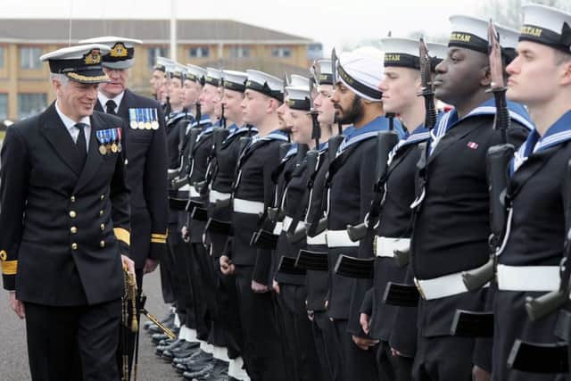 GUEST OF HONOUR Cdre David Elford, left, took the salute at HMS Sultan Picture: la(phot) Dave Jenkins