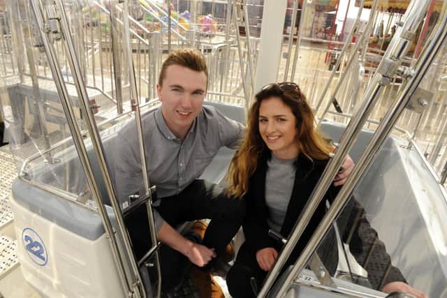 Kit Goodman-Edwards and Olivia Ross were the first people to try the new Solent Wheel Picture: Malcolm Wells (160323-1125)
