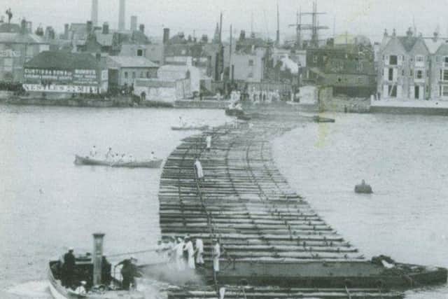 The barrier across the entrance to Portsmouth Harbour
