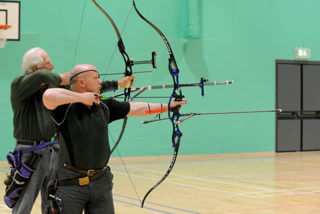 Gosport Bowmen member Barry Green takes aim