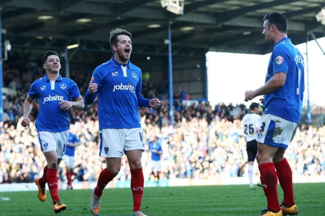 Marc McNulty celebrates after coming off the bench to score against Notts County. Picture: Joe Pepler