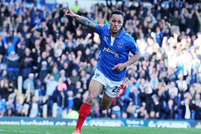 Kyle Bennett celebrates his second goal against Notts County. Picture: Joe Pepler