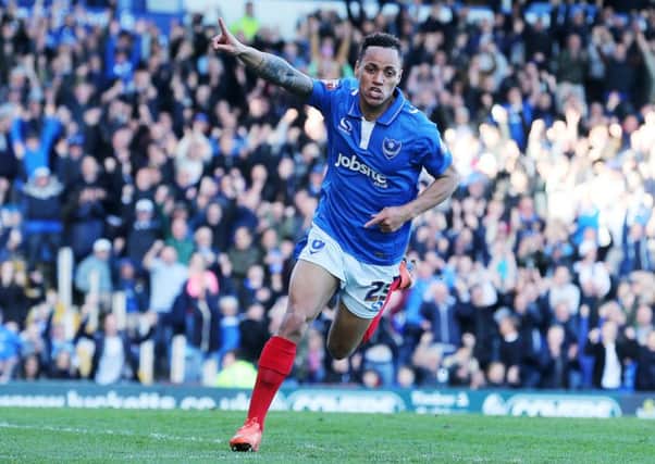 Kyle Bennett celebrates his second goal against Notts County. Picture: Joe Pepler