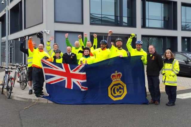 A team of coastguards cycled from Herne Bay in Kent to Hill Head as part of a fundraising push for Children with Cancer UK