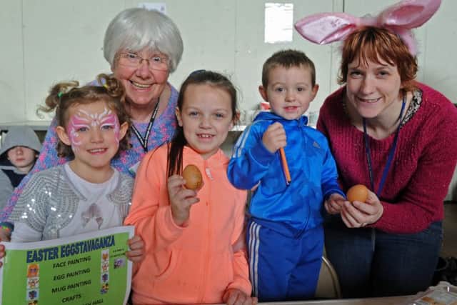 From left, Ava Andrews, seven, her grandmother Councillor Beryl Francis, Tegan Batchelor, eight, with her brother Lennie Batchellor, three, and the event organiser Heidi Golder
Picture: Ian Hargreaves (160546-1)