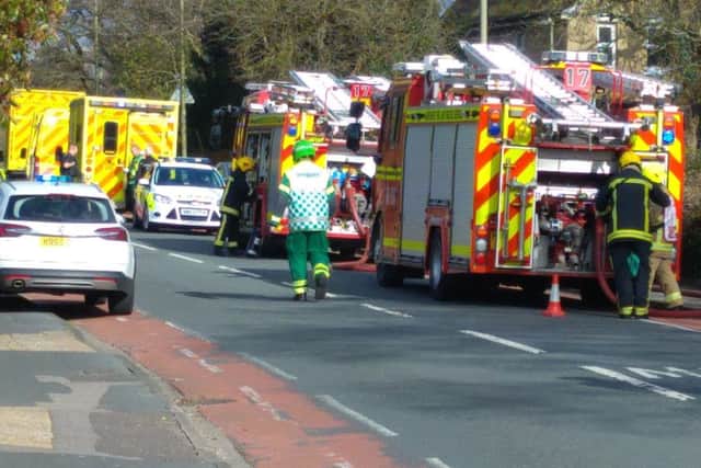 Firefighters tackle a blaze in a garage in Highlands Road, Fareham on Sunday,March 27, 2016 Picture: dfpenquiries@hotmail.com Photos by Darren Ford