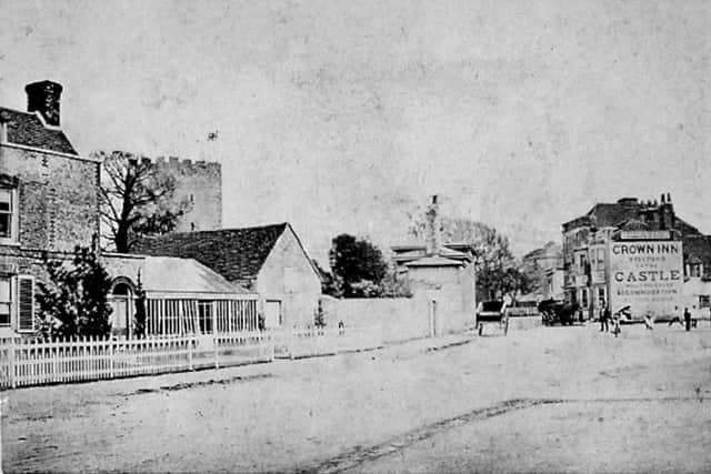 CROWN Castle Street about 1880 with the Crown Inn offering accommodation for visitors to the castle. This is now a private residence.