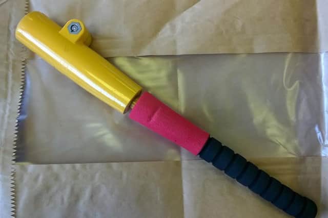The steering wheel lock used by Malcolm Dutton in the road-rage attack