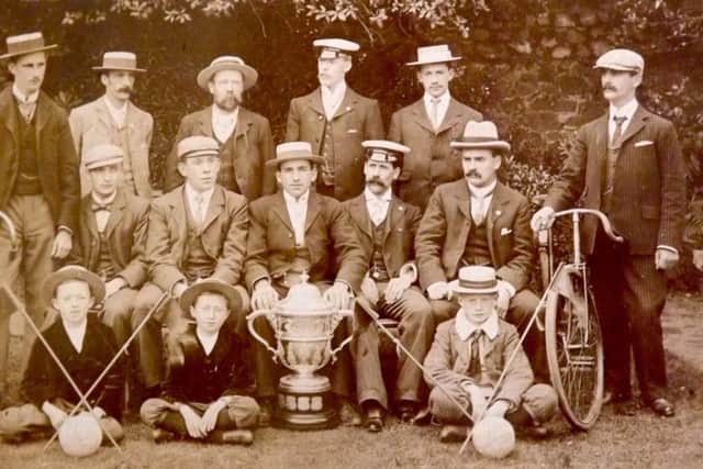 A fine group of sportsmen in Guernsey in Edwardian days.