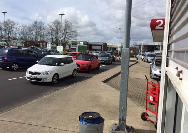 Drivers stuck in their cars trying to leave Asda car park on to Newgate Lane in Fareham