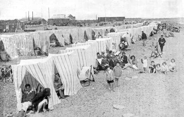 SHELTER Bathing tents on the newly-developed beach at Eastney in the 1930s