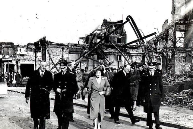 The King and Queen visiting Portsmouth during the Second World War
