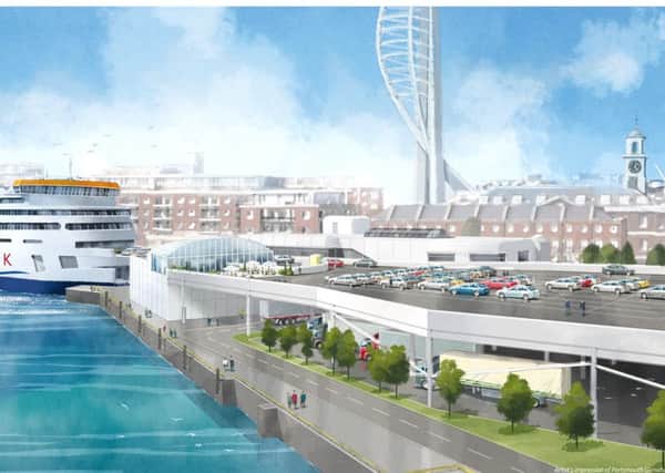 A computer-generated image of the proposed new Wightlink terminal in Portsmouth