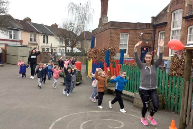 Stamshaw Infant School pupils taking part in their two mile run