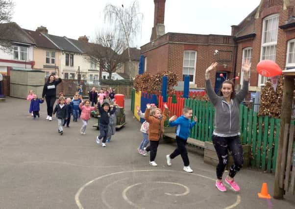 Stamshaw Infant School pupils taking part in their two mile run