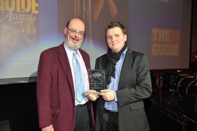 News music critic Mike Allen presents the The Guide award for  Best Classical Music act to Sam Moffitt