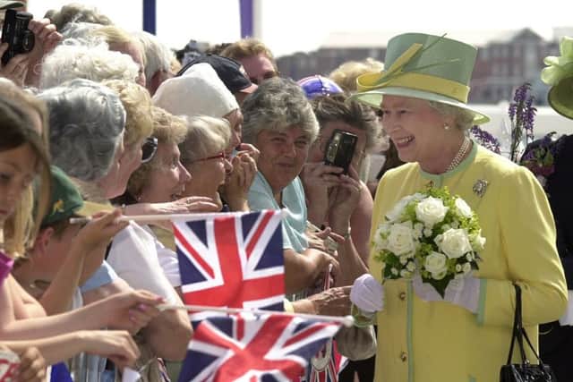 The Queen visiting Gunwharf Quays during her Golden Jubilee tour in 2002