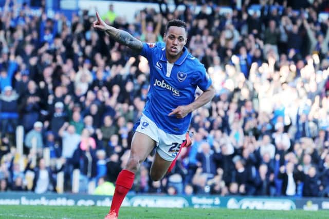 Kyle Bennett celebrates his second goal in the 4-0 win against Notts County Picture: Joe Pepler