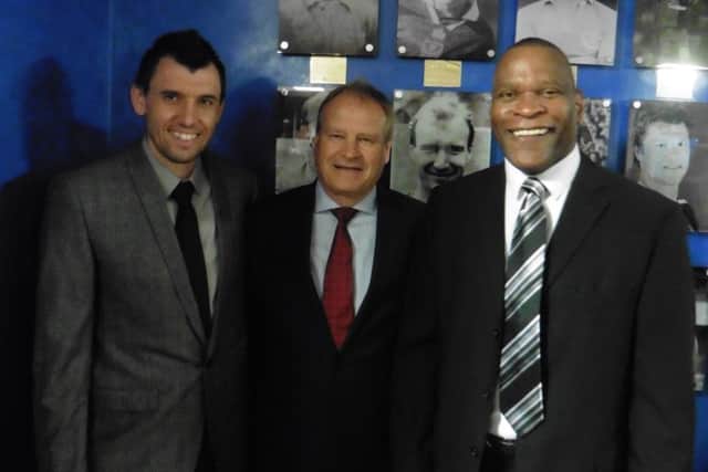Pompey heroes Svetoslav Todorov, Dave Kemp and Noel Blake