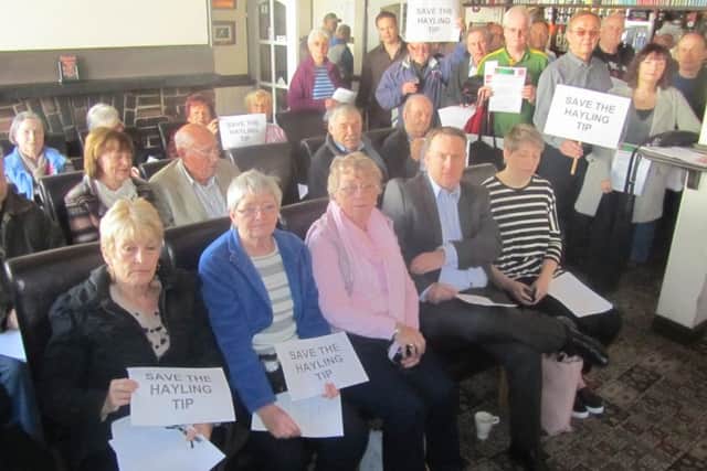 Residents crammed into The Royal Shades pub on Hayling and vowed to fight plans to close the islands recycling centre