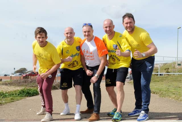 Boxer Floyd Moore, Lee Waterman, Nick Carter, from Absolute Running and organiser of the Gosport Golden Mile, David Waterman and Lee Bradbury. Picture: Sarah Standing (160564-98)
