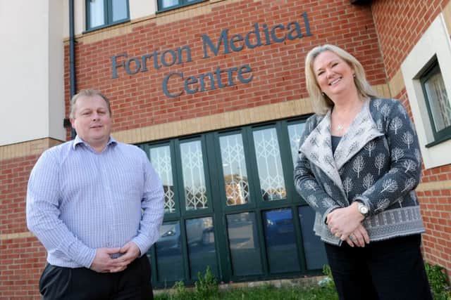 Chris Complin, the practice manager at Forton Medical Centre in Gosport with pharmacist Jane Birch-Tomlinson.Picture: Sarah Standing (160524-8069)