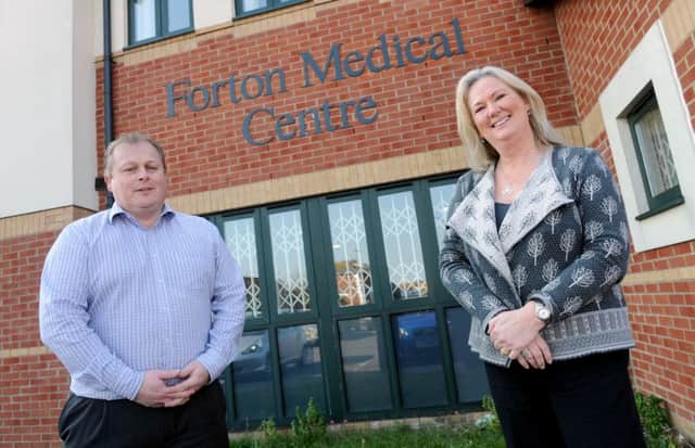 Chris Complin, the practice manager at Forton Medical Centre in Gosport with pharmacist Jane Birch-Tomlinson.

Picture: Sarah Standing (160524-8069)
