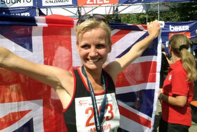 Melanie Jewett at the Deaflympics in 2013, at which she won bronze for Team GB in the marathon