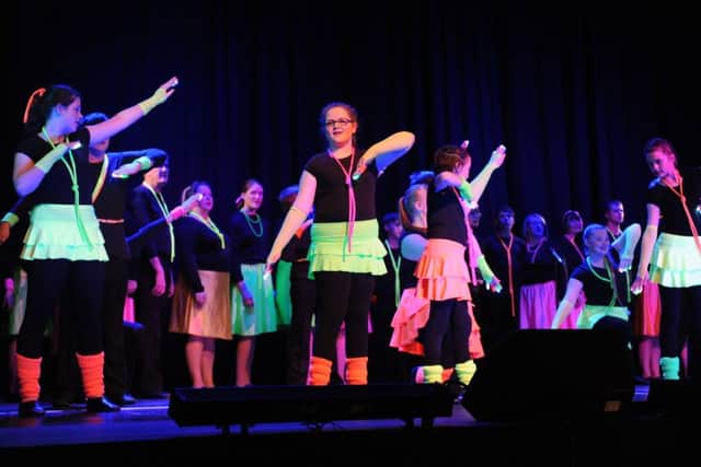 Gosport scout Katie Gosling, middle, during the performance
Picture: Sarah Standing (160601-803)