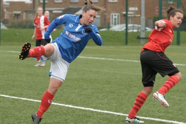 Gemma Hillier in action for Pompey Ladies against Southampton. Picture: Mick Young