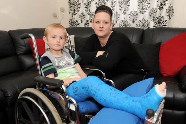 Zayden Ward, six, with his mum Michelle Anderson
Picture: Sarah Standing (160569-649)