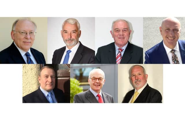 Top row, from left, Don Jerrard (Ind), Michael Lane (Con), Robin Price (Lab), Roy Swales (Ukip)Bottom row, from left, Richard Adair (Lib Dem), Simon Hayes (Ind), Steve Watts (Zero Tolerance Policing Ex Chief)