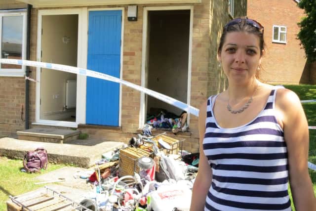 Gemma Keefe outside her home when she blamed others for the fire