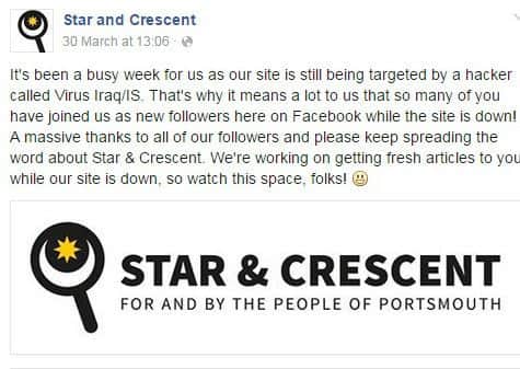 Posts on the Star and Crescent Facebook page