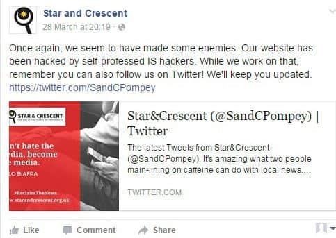 Posts on the Star and Crescent Facebook page