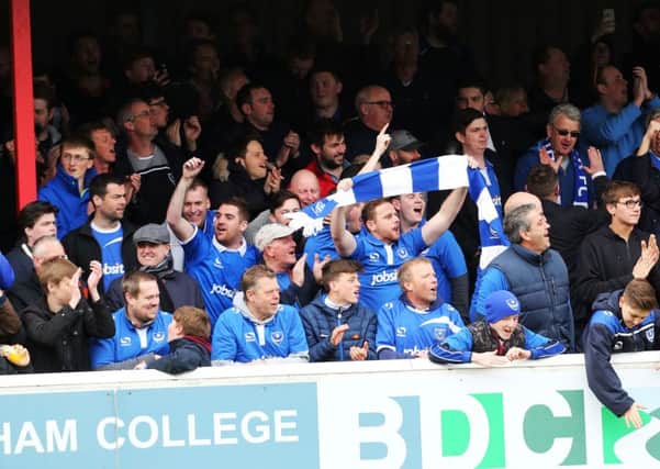 The Pompey fans celebrate their side's victory Picture: Joe Pepler