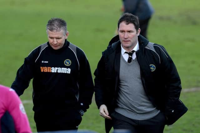 Lee Bradbury, right, was left frustrated on Saturday. Picture: Paul Jacobs