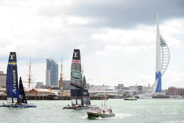 Land Rover BAR take to Portsmouth waters last summer Picture: Sarah Standing