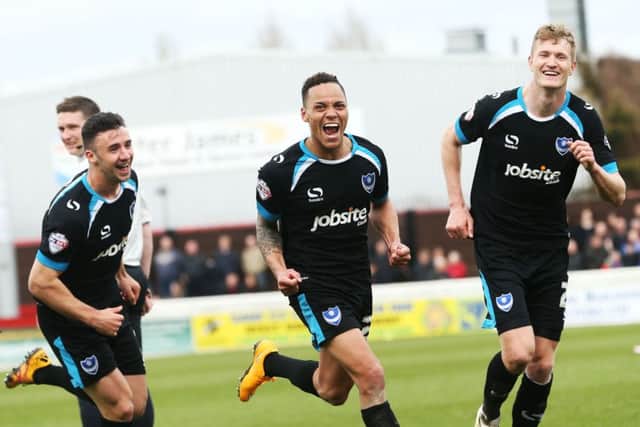 Pompey remain well in the hunt for automatic promotion following Saturday's win at Dagenham & Redbridge Picture: Joe Pepler