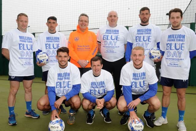 Back, from left, Ben Davies, Gary Roberts, Tom Prince's uncle Peter Prince, Kev 'the kitman' McCormack, Paul Jones and Marc McNulty with, front from left, Gareth Evans, Michael Doyle and Jack Whatmough. Picture: Sarah Standing (160609-2023)