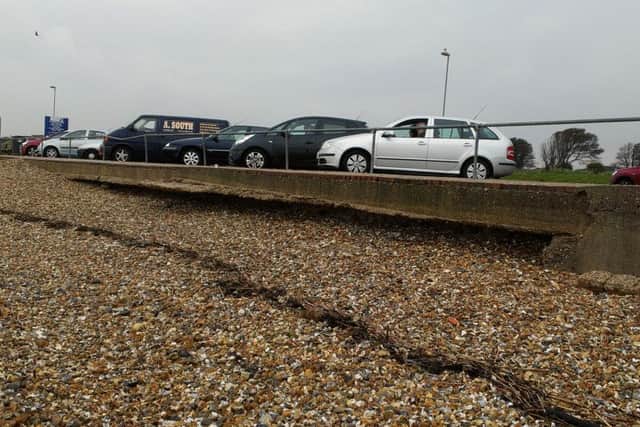 The promenade on Stokes Bay, in Gosport, is closed for repairs after damage sustained during Storm Katie