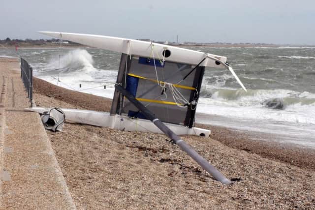 The catamaran on the beach Picture: Portsmouth RNLI