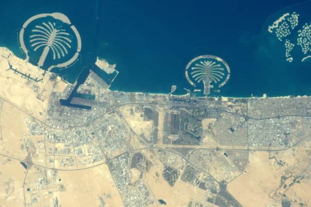 The palm tree islands in Dubai - one of the many amazing photos taken by Tim Peake.