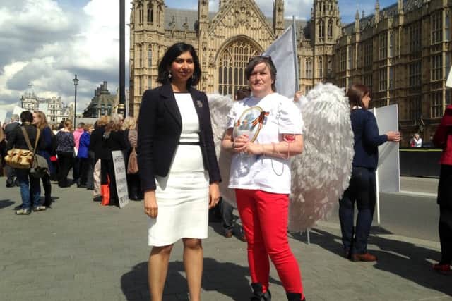 Jackie Britton with Fareham MP Suella Fernandes in Westminster