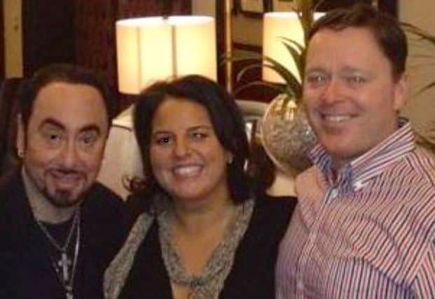 From left, David Gest, Victoria Cameron and John Cameron