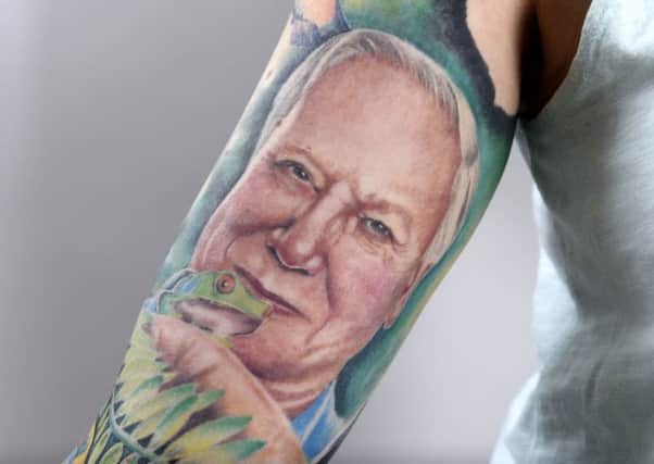 Sam Ordish's tattoo of David Attenborough
Picture: Simon Czapp/Solent News & Photo Agency