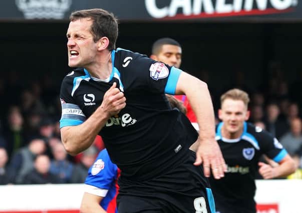 Michael Doyle celebrates his goal against Dagenham last weekend. Picture: Joe Pepler