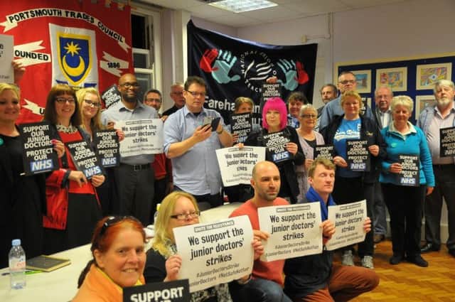 Union members show their support for striking junior doctors