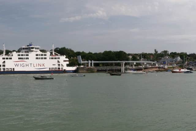 A computer-generated image of the ferry St Clare at Wightlink's future loading ramp at Fishbourne on the Isle of Wight