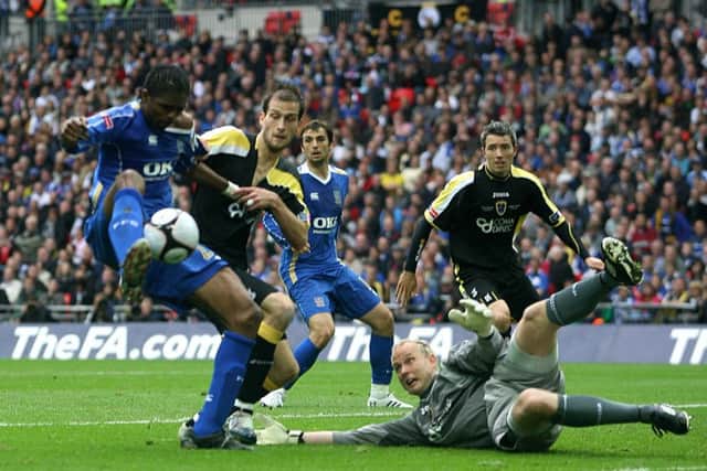 Kanu scores the winning goal for Pompey in the 2008 FA Cup final